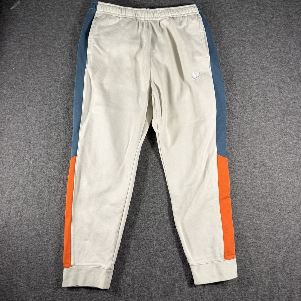 Nike Sportswear Club Fleece Joggers Mens XL Bone White Color Block Side Stripe